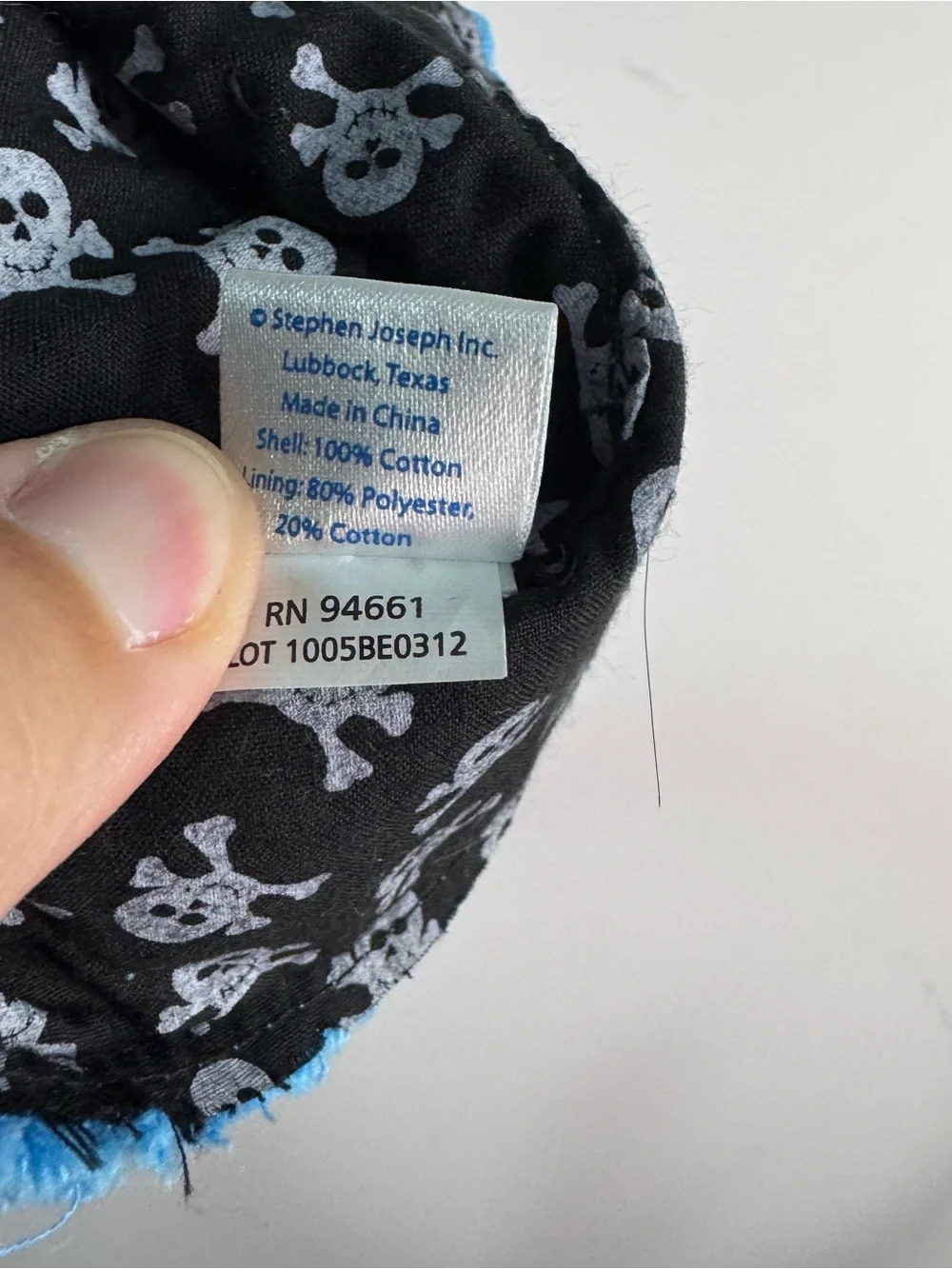 Stephen Joseph Kids Blue Pirate Skull Embroidered Bucket Hat Cotton